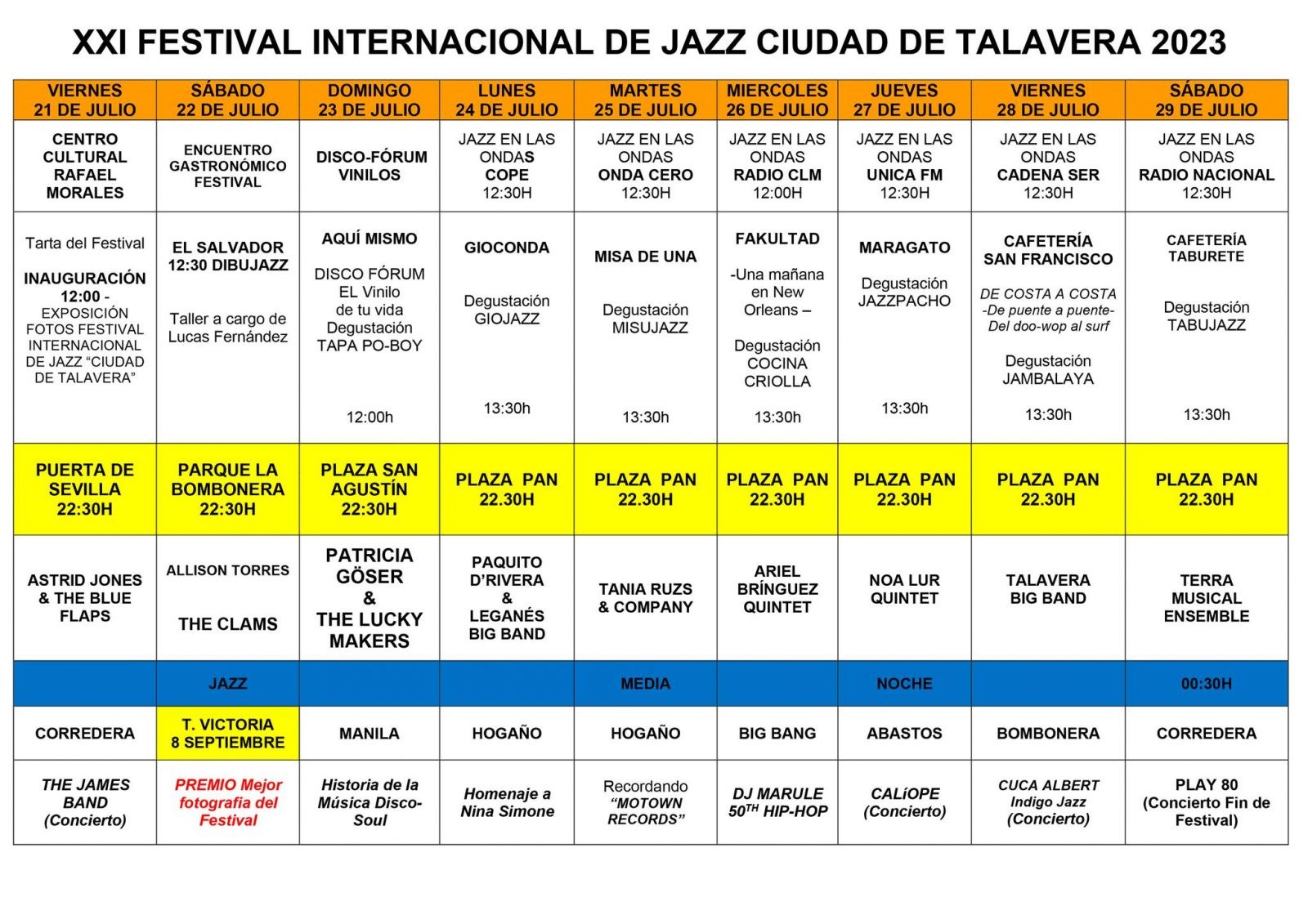 Horarios Festival Jazz