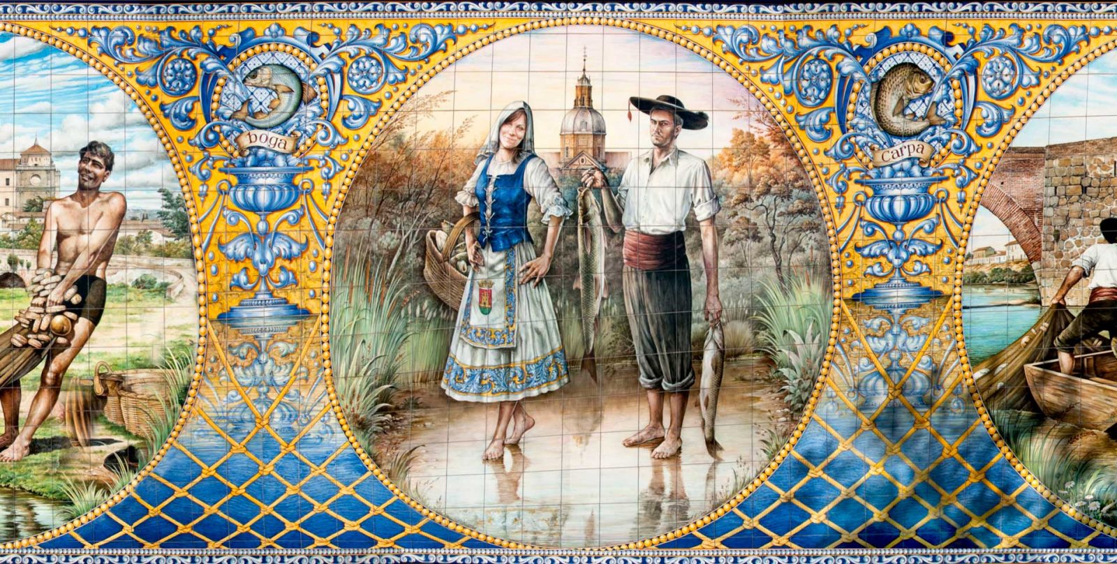 Fotografía de un mosaico de unos pescadores